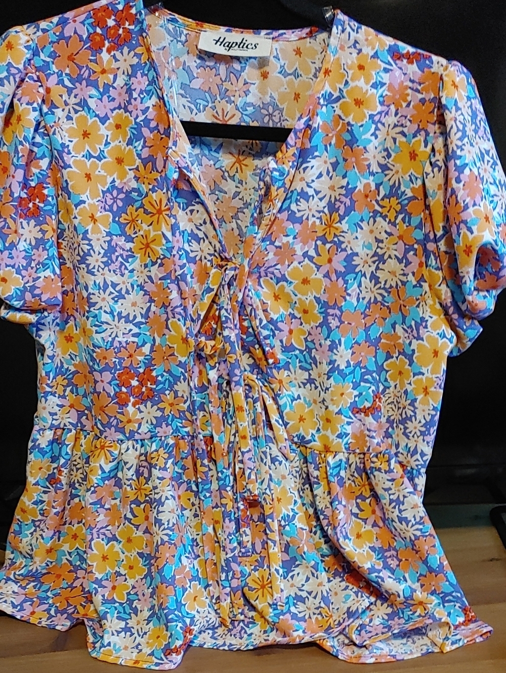 Floral Tie-Front Blouse — Multicolor